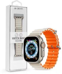 DEVIA ST381621 Devia Apple Watch (38/40/41mm) óraszíj, Deluxe Series Sport6, szilikon, fehér-narancs (ST381621)