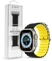 DEVIA ST381607 Devia Apple Watch (38/40/41mm) óraszíj, Deluxe Series Sport6, szilikon, fekete-sárga (ST381607)