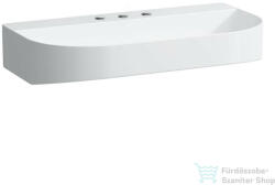 Laufen Sonar 80x42 cm-es csiszolt aljú mosdó 3 csaplyukkal, túlfolyó nélkül, LCC bevonattal, fehér H8163444001581 (H8163444001581)