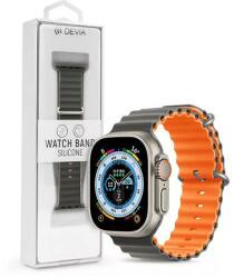 DEVIA ST381669 Devia Apple Watch (42/44/45/49mm) óraszíj, Deluxe Series Sport6, szilikon, narancs-szürke (ST381669)