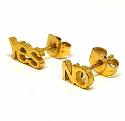 AZIZ Yes-No nemesacél fülbevaló, arany színű (WEN4605)