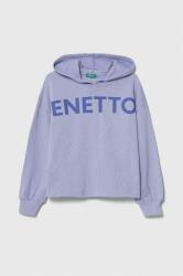 Benetton gyerek melegítőfelső pamutból lila, nyomott mintás, kapucnis - lila 122