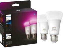 Philips Pachet 2 becuri LED RGB inteligente Philips Hue, Bluetooth, Zigbee, A60, E27, 9W (75W), 800 lm, lumina alba si colorata