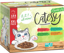 Catessy Catessy XXL Mixpack Bucățele în sos sau gelatină 144 x 100 g - (4 sortimente)