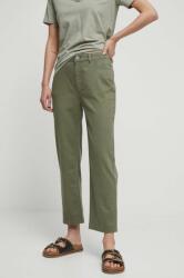 Medicine pantaloni femei, culoarea verde, drept, medium waist ZPYX-SPDB05_91X
