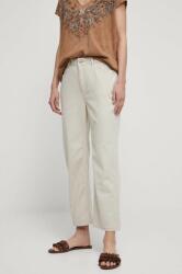 Medicine pantaloni femei, culoarea bej, drept, medium waist ZPYX-SPDB05_08X