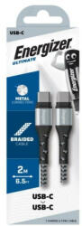 Energizer USB-C - USB-C Metal / Braided Nylon Kábel - 2m 2A - Ezüst (ER-C521CKSL)