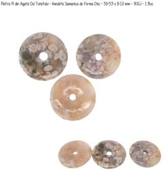  Piatra Pi din Agata Oul Tunetului - Amuleta Samanica Disc - 50-53 x 8-10 mm - (XXL) - 1 Buc