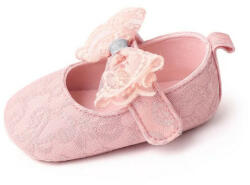 SuperBaby Pantofiori roz cu fundita din dantela