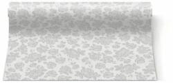 PAW Textilhatású asztali futó 40 cm x 24 m - Roses ezüst