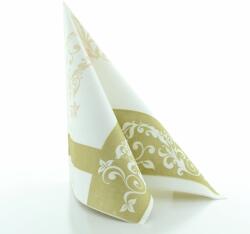 Sovie HoReCa Mank textilhatású szalvéta 40x40 cm 50 lap/csomag Esküvői - arany/fehér