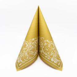PAW Textilhatású szalvéta 40x40 cm Elegant Tangle - arany, 50 db/csomag