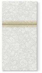 PAW Evőeszköztartós szalvéta textilhatású 40x40 cm Rococo fehér, 25 db/csomag
