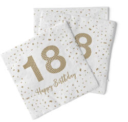 Mank Papírszalvéta 33x33 cm Happy Birthday "18" - Boldog születésnapot, 100 db/csomag
