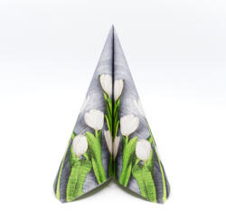 PAW Fehér tulipánok papírszalvéta 33x33 cm 3 rétegű tulipán mintás, 20 db/csomag