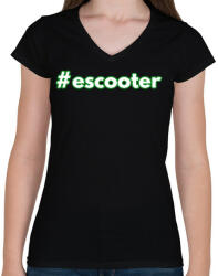 printfashion #escooter - Női V-nyakú póló - Fekete (13819919)