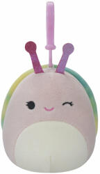 Jazwares Squishmallows kulcstartós plüssfigura 9 cm - Silvina a rózsaszín kacsintós csiga (SQCR00791)