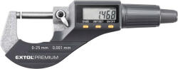 EXTOL 8825320 digitális mikrométer; felbontás×mérési tartomány: 0, 001×25 mm, keményfém mérőfelület, pontosság ±0, 002 mm (8825320)