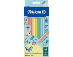 Pelikan Creioane pastel color lacuite, sectiune hexagonala, Mina 3 mm, set 12 culori, Pelikan 701143