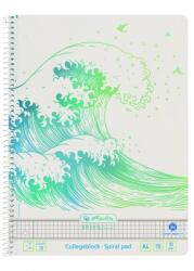 Herlitz Caiet cu spira A4, 70 file, patratele, Wave Greenline, Herlitz HZ50033478