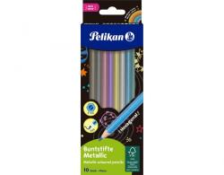 Pelikan Set creioane colorate lacuite, mina 3 mm, 10 culori metalice/set, Pelikan 701235