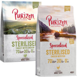 Purizon Purizon Pachet mixt de testare: 2 x 400 g Adult - Sterilised Curcan cu pui; Pui pește