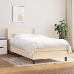 vidaXL krémszínű szövet rugós ágy matraccal 90 x 190 cm (3129518)