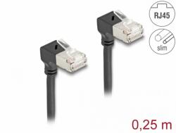 Delock Cablu de retea RJ45 Cat. 6A S/FTP Slim unghi 90 grade jos/jos 0.25m Negru, Delock 80297 (80297)
