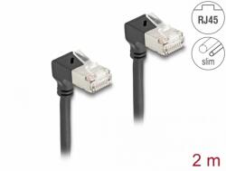 Delock Cablu de retea RJ45 Cat. 6A S/FTP Slim unghi 90 grade jos/jos 2m Negru, Delock 80300 (80300)