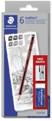 STAEDTLER Grafitceruza készlet, hatszögletű, hegyezõvel és radírral, STAEDTLER "Mars Lumograph 100", 6 különbözõ keménység (8 db) (TS61110C6)