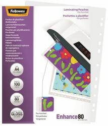 Fellowes Meleglamináló fólia, lefűzhetõ, 80 mikron, A4, fényes, 100 db, FELLOWES (100 db) (IFW54525)