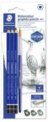STAEDTLER Grafitceruza készlet, akvarell, ecsettel, hatszögletű, STAEDTLER "Mars Lumograph Aquarell 100A", 3 különbözõ keménység (4 db) (TS100ASBK4)