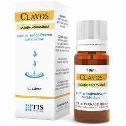 Clavos Solutie keratolitica Clavos pentru indepartarea bataturilor, 10 ml, Tis Farmaceutic