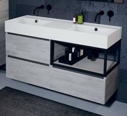 RIHO LIVIT GLAZE TOP fürdőszobabútor 120x56cm (unit46) - fehér dupla mosdó, csaplyuk nélkül