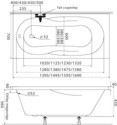 M-Acryl Nora egyenes akril kád 150x70