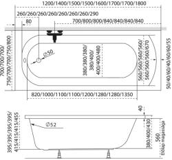 M-Acryl Mira egyenes akril kád 170x70