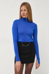 Patrizia Pepe gyapjú pulóver könnyű, női, félgarbó nyakú - kék 36