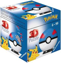 Ravensburger Ravensburger, Pokemon, Pokeball, puzzle 3D, albastru, 54 piese