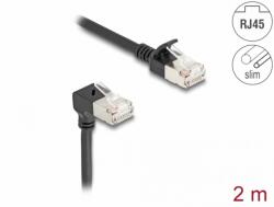 Delock Cablu de retea RJ45 Cat. 6A S/FTP Slim unghi 90 grade jos/drept 2m Negru, Delock 80306 (80306)