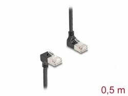 Delock Cablu de retea RJ45 Cat. 6A S/FTP Slim unghi 90 grade sus/jos 0.5m Negru, Delock 80292 (80292)