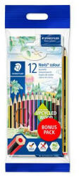 STAEDTLER Színes ceruza készlet, hatszögletű, ajándék grafitceruzával és radírral, STAEDTLER "Noris 185", 12 különböző szín (COTS61SET6)