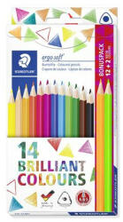 STAEDTLER Színes ceruza készlet, háromszögletű, ajándék 2 db színes ceruzával, STAEDTLER "Ergo Soft", 14 különböző szín (COTS157C14P1)