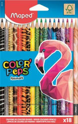 Maped Színes ceruza készlet, háromszögletű, MAPED "Color'Peps Animal", 18 különböző szín (832218FC)