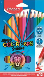Maped Színes ceruza készlet, háromszögletű, MAPED "Jumbo Color'Peps Strong", 12 különböző szín (COIMA863312)