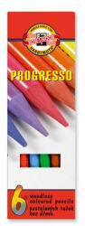 Koh-i-noor Színes ceruza készlet, henger alakú, famentes, KOH-I-NOOR "Progresso 8755/6", 6 különböző szín (COTKOH8755)
