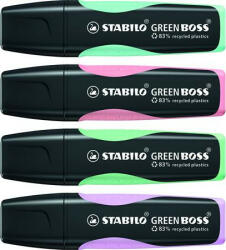  Szövegkiemelő készlet, 2-5 mm, STABILO "Green Boss Pastel", 4 különböző szín (COTST607042)