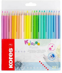 Színes ceruza készlet, háromszögletű, KORES "Kolores Pastel", 24 pasztell szín (COIK93321)