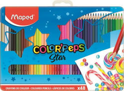 Maped Színes ceruza készlet, háromszögletű, fém doboz, MAPED "Color'Peps Star", 48 különböző szín (COIMA832058)