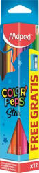 Maped Színes ceruza készlet, háromszögletű, hegyezővel, MAPED "Color'Peps Star", 12 különböző szín (COIMA183213)