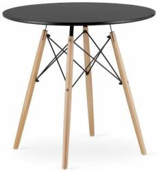  Skandináv stílusú asztal, , kerek, MDF és fa, fekete, 80x72 cm, 8 (MCTART-3327)